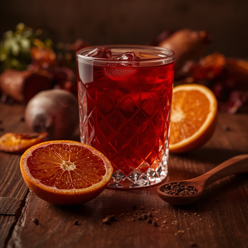 lucid origin hyper realistic close up editorial food photography of a deep amber crimson iron 0