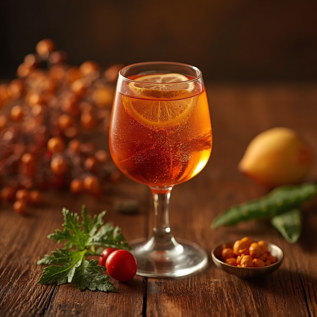 Moist Harbor Infusion — The Hydrating Amber Sip for Sjögren's and Autoimmune Dryness lucid origin hyper realistic close up editorial food photography of a deep amber orange sjög 2