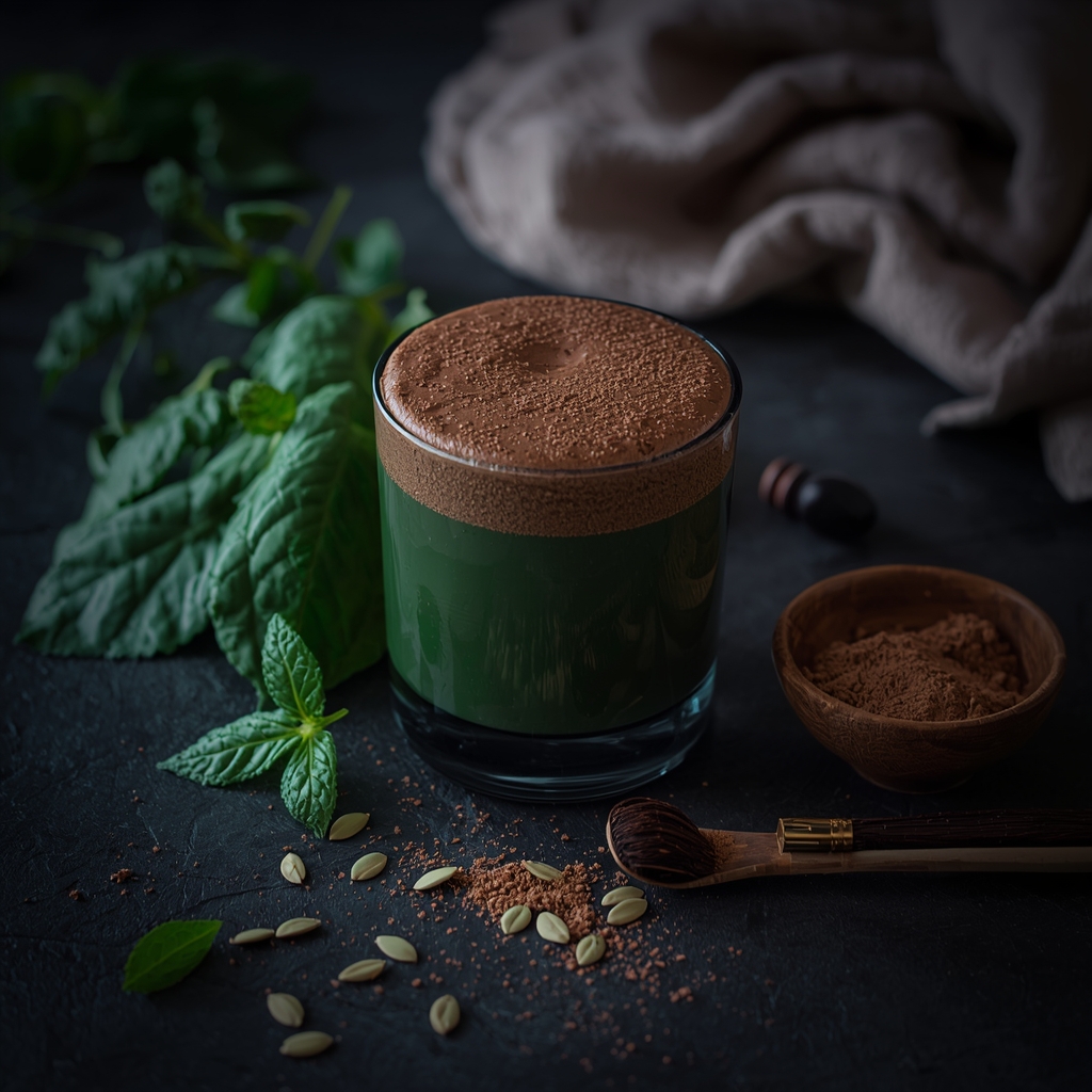 lucid origin hyper realistic close up editorial food photography of a deep forest green magne 0