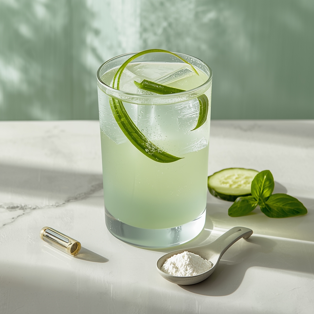 Silk Gate Elixir — The Science-Backed Drink That Physically Rebuilds Your Gut Wall lucid origin hyper realistic close up editorial food photography of a serene pale celadon gre 0 copie