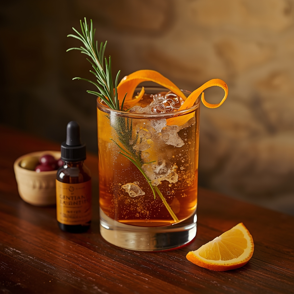 Bitters & Bloom Digestif lucid origin hyper realistic close up editorial food photography of a sophisticated sparkling 0 2