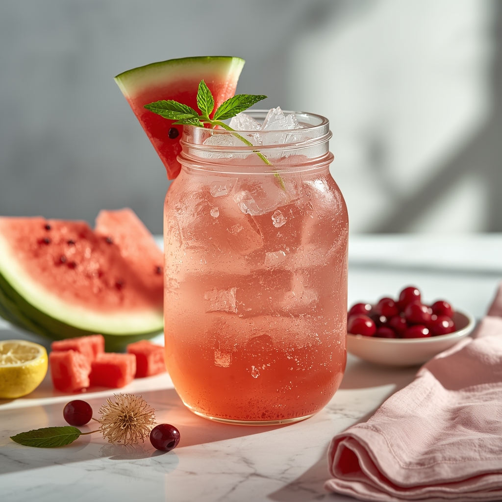 Watermelon Jade Kidney Flush — The Gorgeous Pink Drink That Flushes, Protects, and Resets Your Kidneys in 5 Minutes lucid origin hyper realistic close up editorial food photography of a stunning bright salmon 0