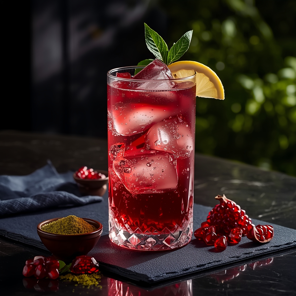Moringa Vascular Bloom — The Ruby-Green Daily Drink That Supports Healthy Blood Pressure lucid origin hyper realistic close up editorial food photography of a stunning deep ruby red 3