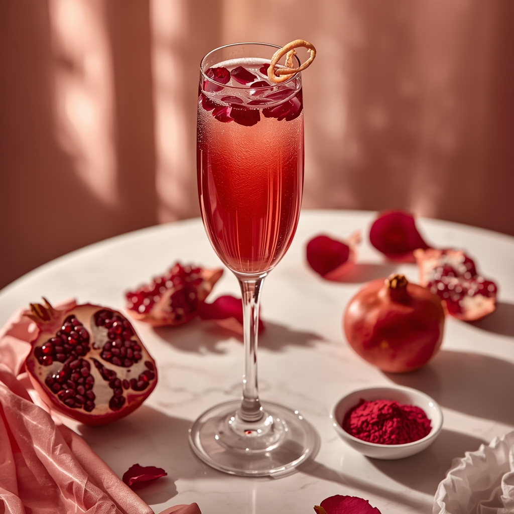 Tyrosinase Twilight โ A Daily Drink for Melasma the Inside-Out Way lucid origin hyper realistic close up editorial food photography of a stunning deep ruby rose 3