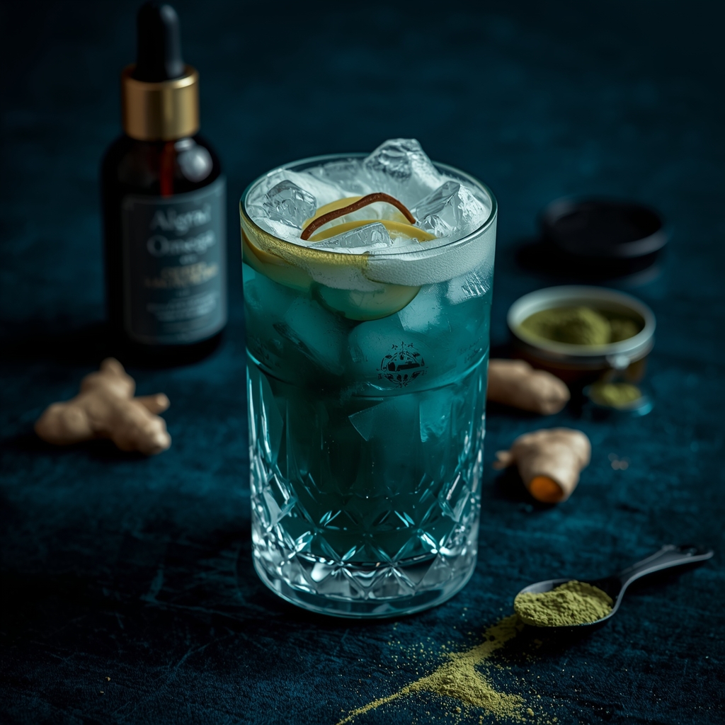 Deep Ocean Reset — The Morning Tonic That Silences High Triglycerides at the Source lucid origin hyper realistic close up editorial food photography of a stunning deep slate tea 0