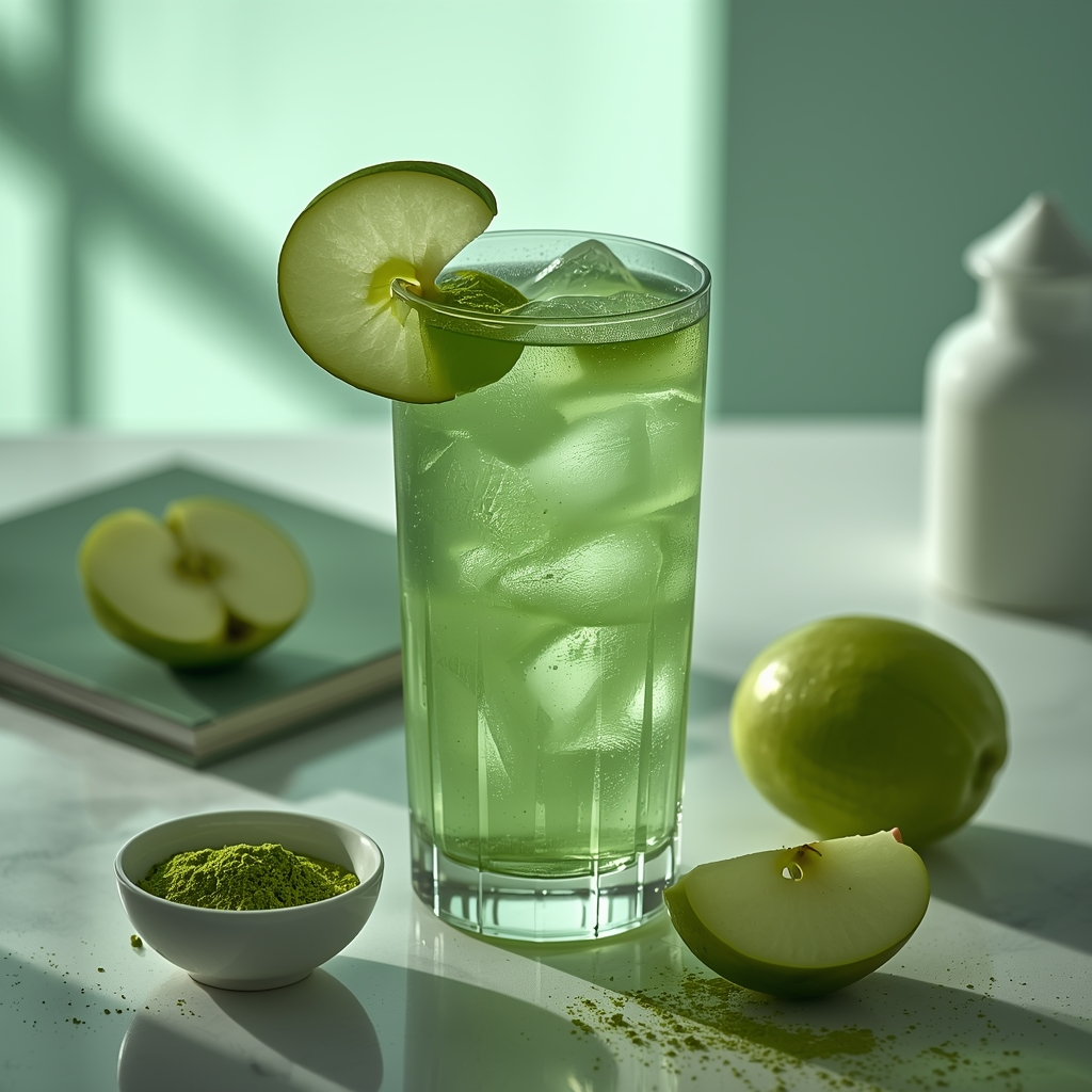 lucid origin hyper realistic close up editorial food photography of a vibrant jade green matc 3