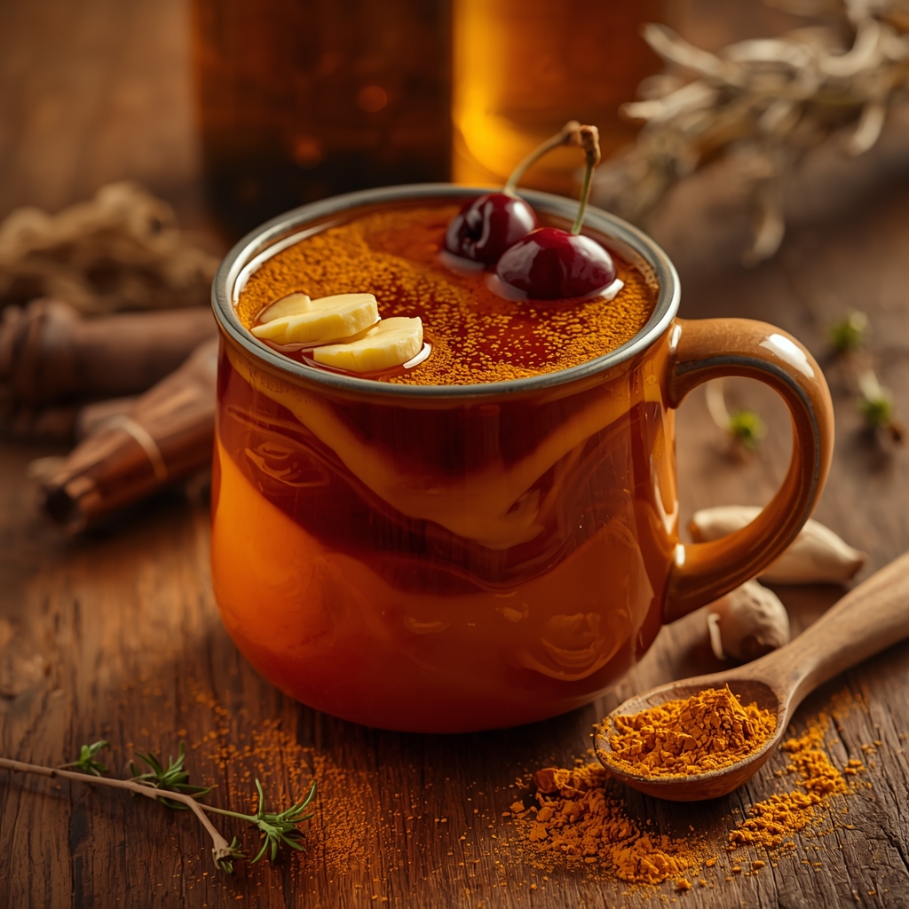 lucid origin hyper realistic close up editorial food photography of a warm golden amber tonic 1