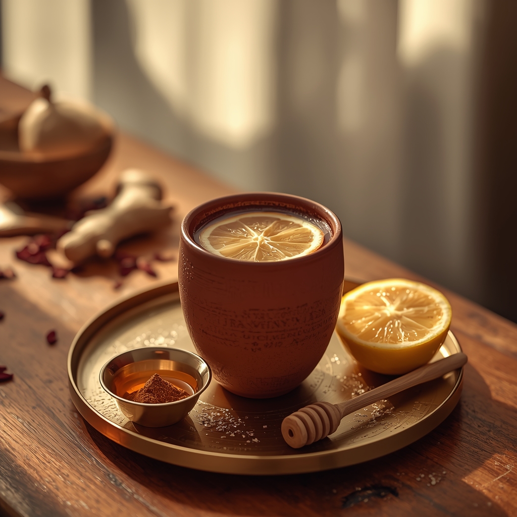 lucid origin hyper realistic editorial lifestyle food photography of a deep mahogany ayurvedi 1