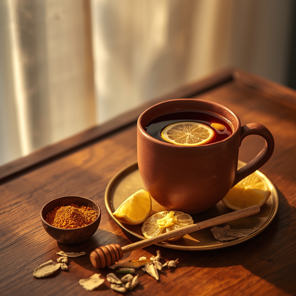 lucid origin hyper realistic editorial lifestyle food photography of a deep mahogany ayurvedi 3