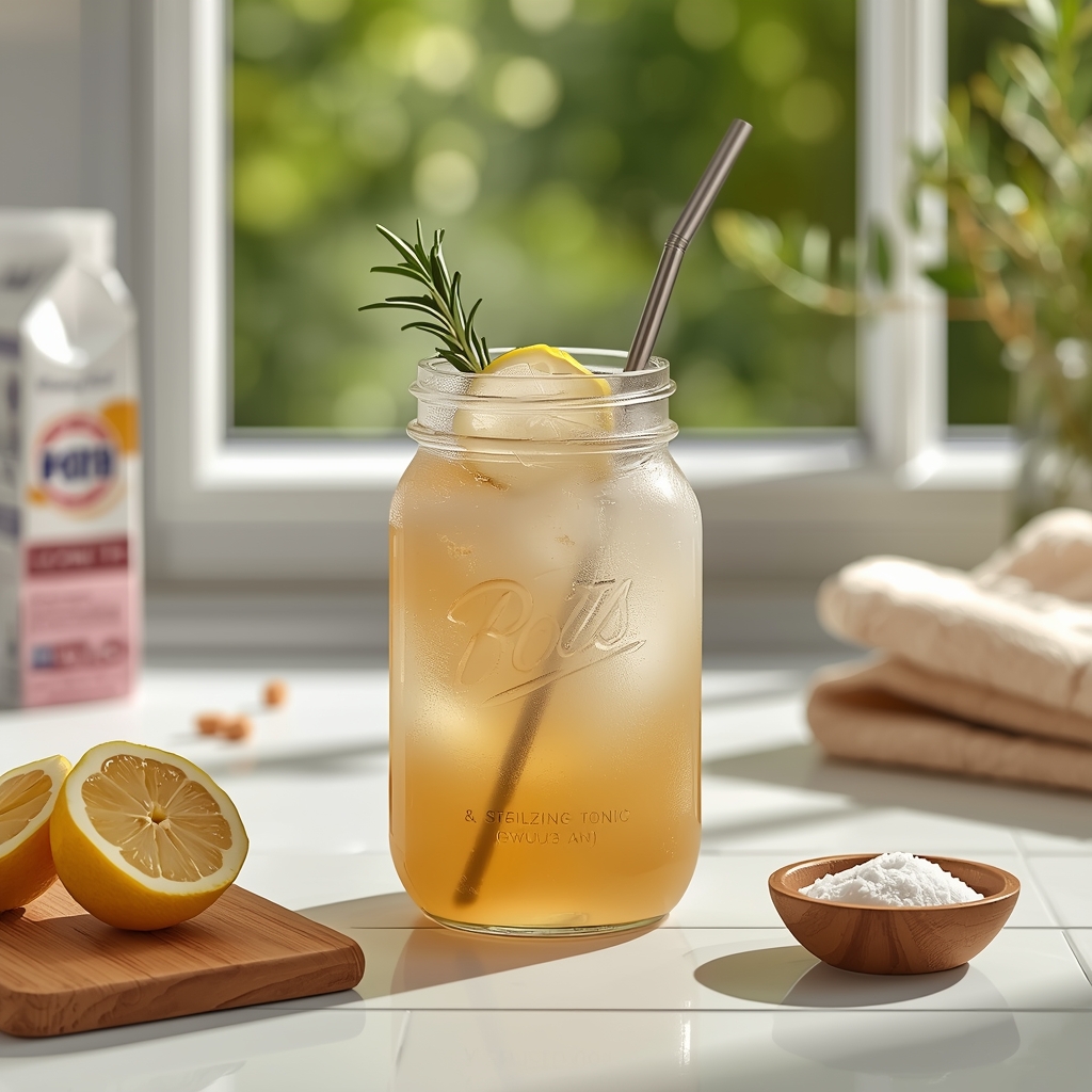 SALT TIDE STABILIZER lucid origin hyper realistic editorial lifestyle food photography of a pale honey amber pots 3
