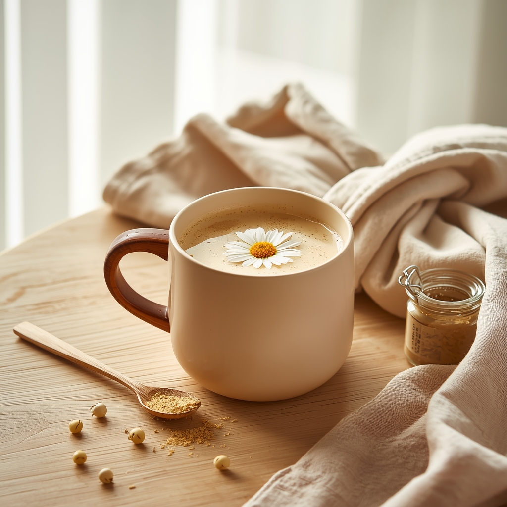 Slippery Elm Velvet Tonic — Gut Lining Repair & The Ancient Bark That Heals From Within lucid origin hyper realistic editorial lifestyle food photography of a soothing oat beige sli 1