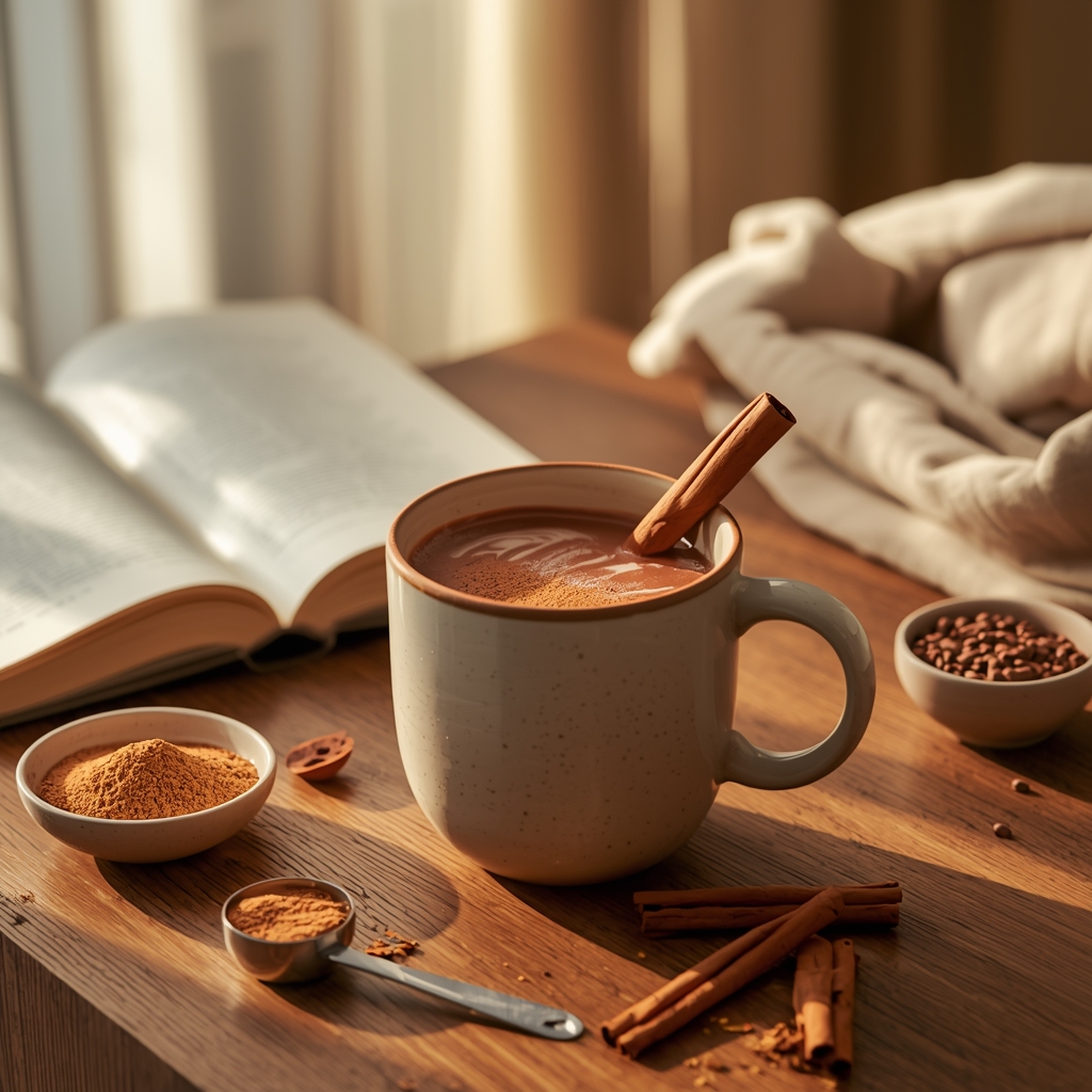 CREATINE PHOENIX MILK lucid origin hyper realistic editorial lifestyle food photography of a warm cocoa toned creat 3