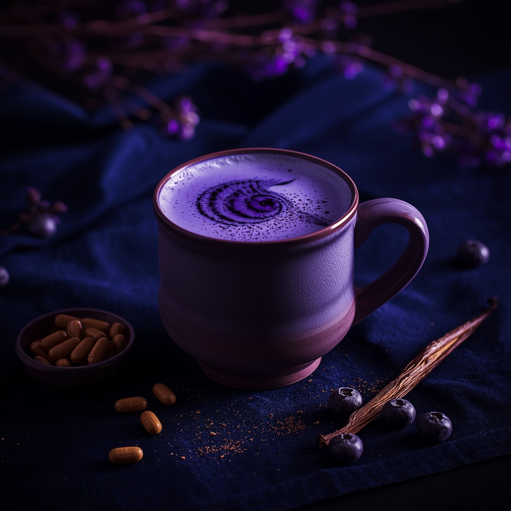 lucid origin hyper realistic editorial lifestyle food photography of a warm deep blue purple 0