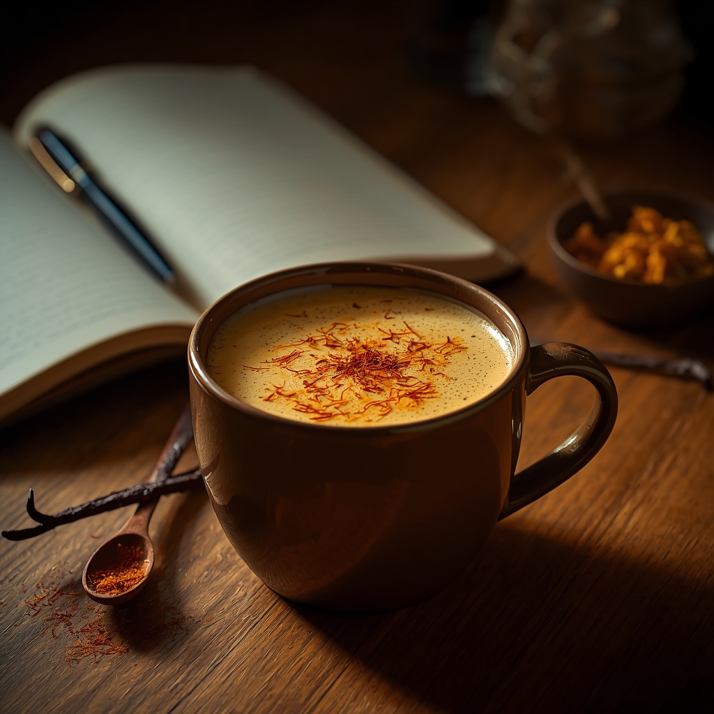 Focus Lattice Brew — The Saffron Morning Latte That Adult ADHD Brains Are Quietly Talking About lucid origin hyper realistic editorial lifestyle food photography of a warm golden saffron fo 3