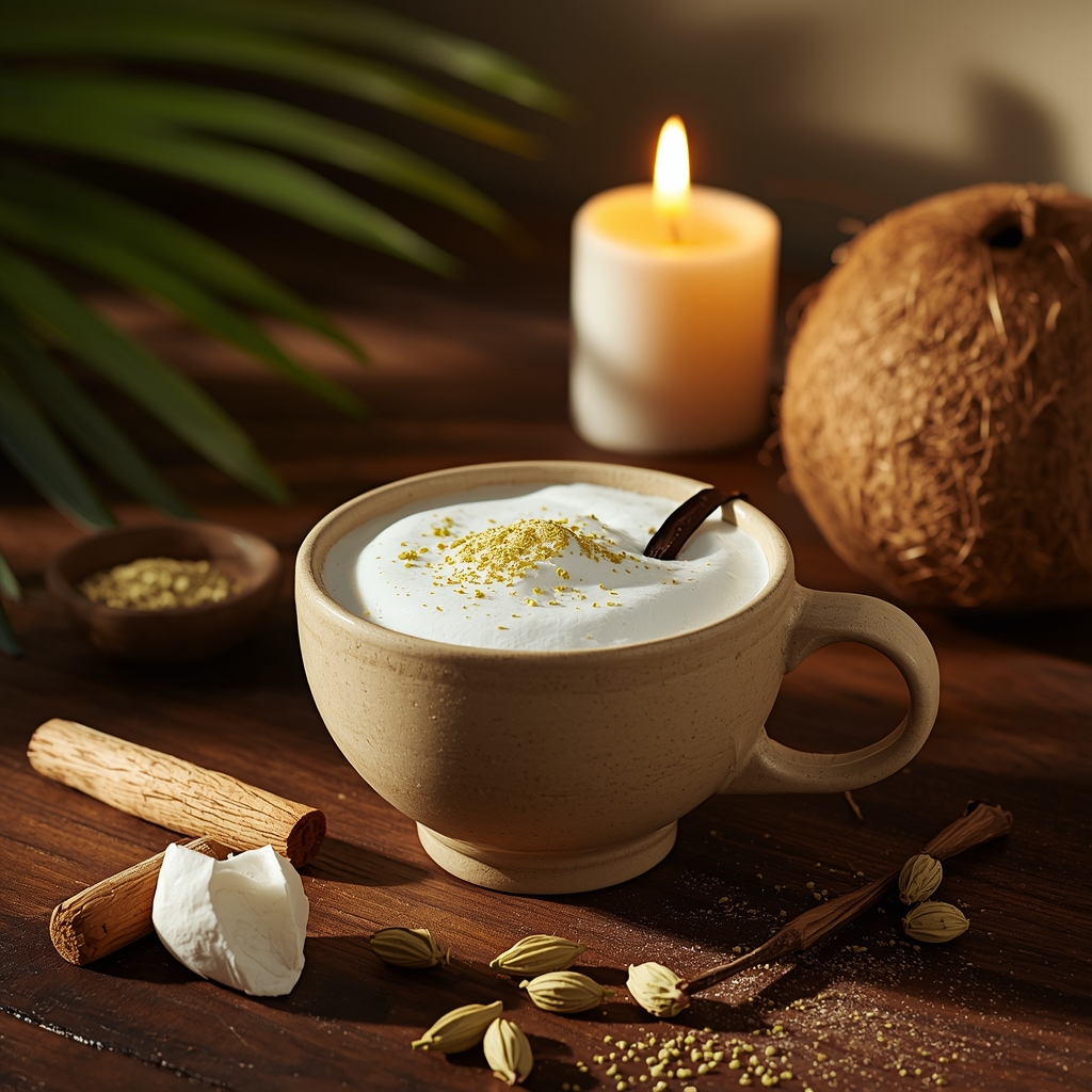 lucid origin hyper realistic editorial lifestyle food photography of a warm ivory kava dusk d 1