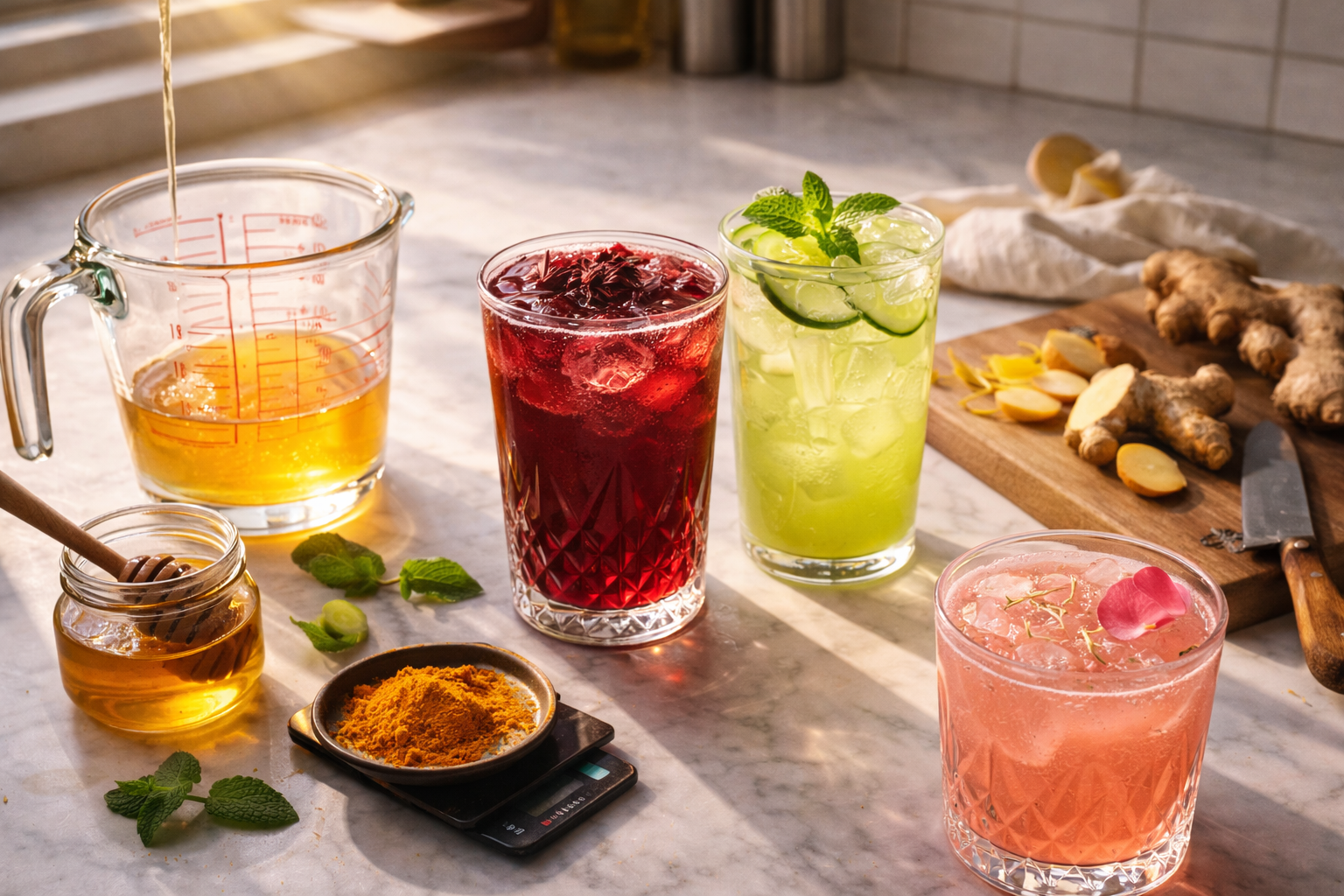 preparation-de-boissons-bien-etre-ensoleillees