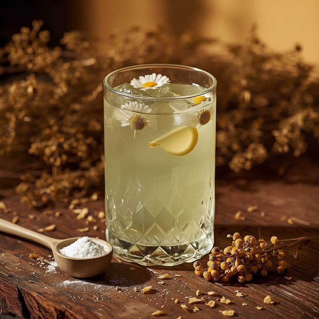 Rhythm Calm Tonic — A Vagal-Anchor Sip for Inappropriate Sinus Tachycardia lucid origin hyper realistic close up editorial food photography of a serene pale green amber 1
