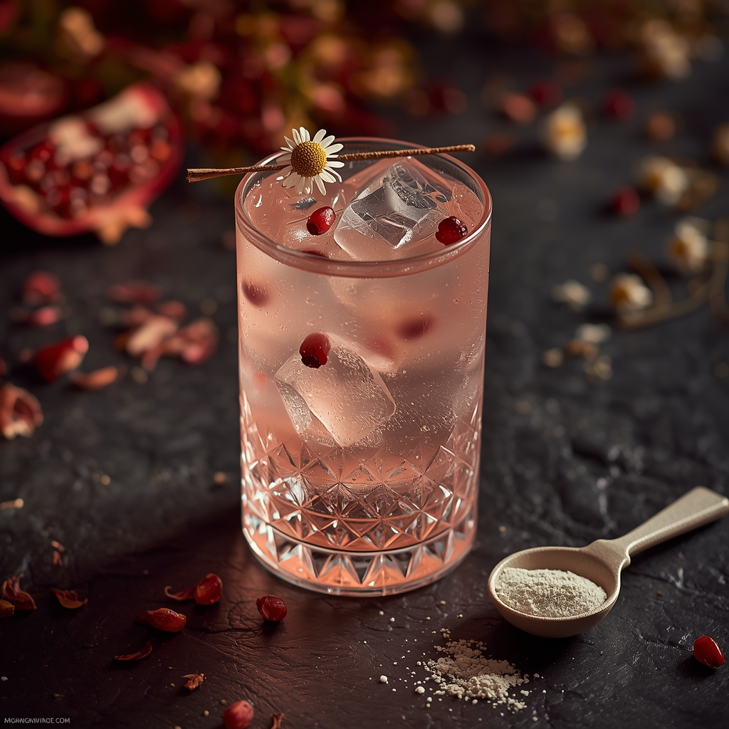 Broken Heart Bloom — The Recovery Sip for Hearts That Survived a Stress Storm lucid origin hyper realistic close up editorial food photography of a soft rose amber takotsu 3