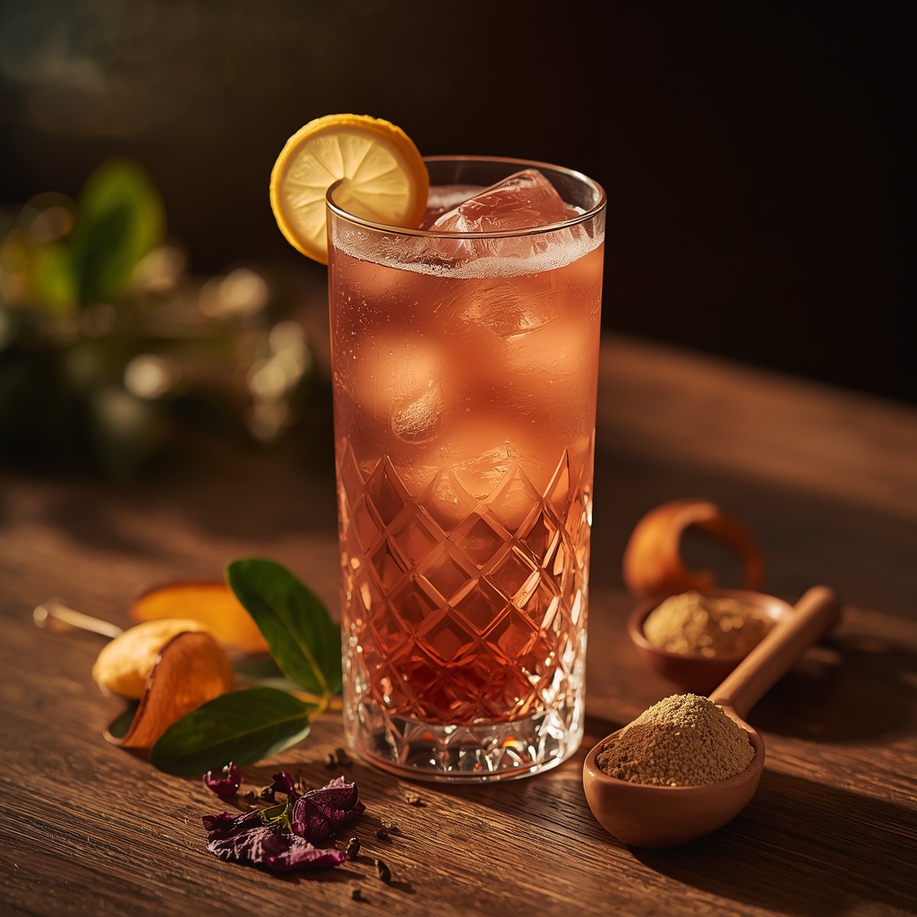 LDL Soft Glow Elixir — The Pre-Statin Sip Built for the 40 Million Americans in the Borderline Cholesterol Zone lucid origin hyper realistic close up editorial food photography of a soft rosy amber ldl cho 1