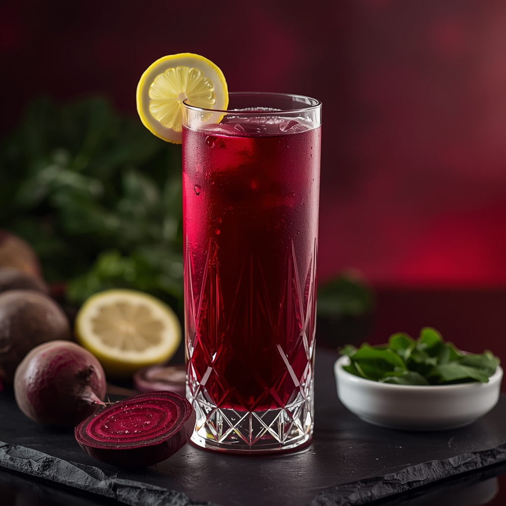 Homocysteine Hush Elixir — The Methylation Reset Sip Cardiologists Quietly Recommend lucid origin hyper realistic close up editorial food photography of a stunning deep ruby red 0