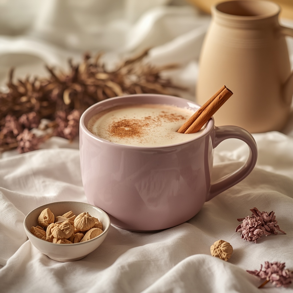 Burnout Horizon Brew — The Adaptogen Sip Built for the Months Before Clinical Burnout lucid origin hyper realistic editorial lifestyle food photography of a creamy soft lavender b 1