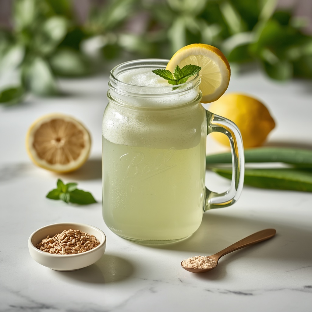 Pelvic Release Tonic — The Morning Sip Built for Outlet Constipation Fiber Won't Fix lucid origin hyper realistic editorial lifestyle food photography of a pale creamy green pelv 0