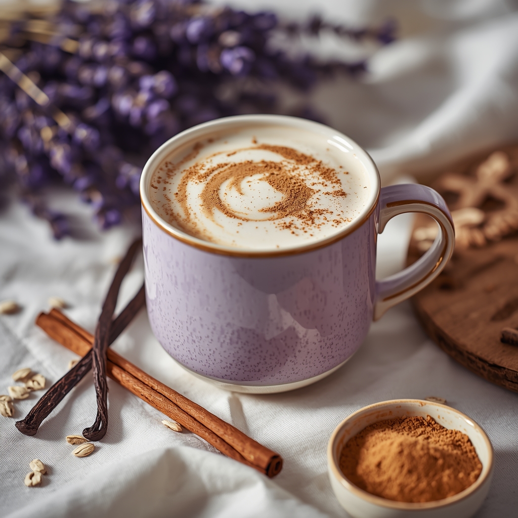 lucid origin hyper realistic editorial lifestyle food photography of a warm creamy pale laven 2