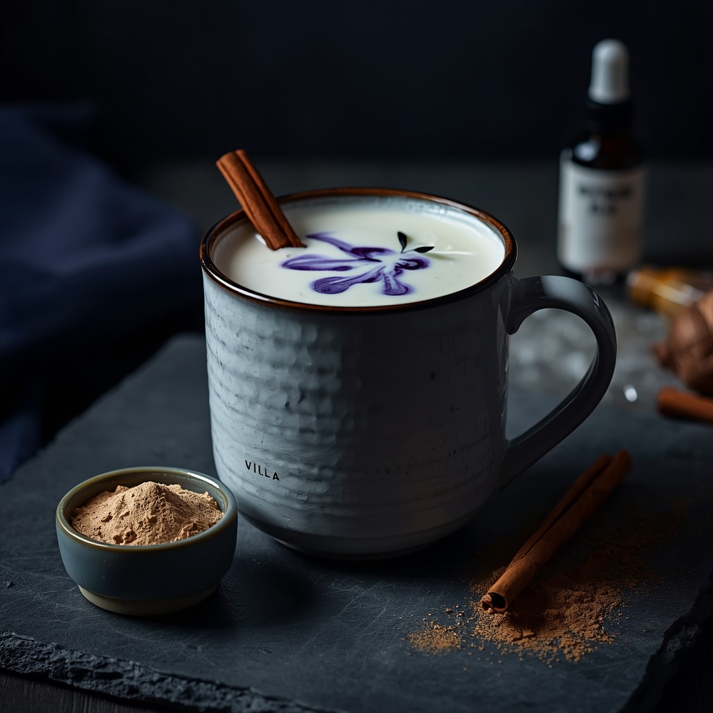 lucid origin hyper realistic moody editorial food photography of a creamy ivory blue spatial 3