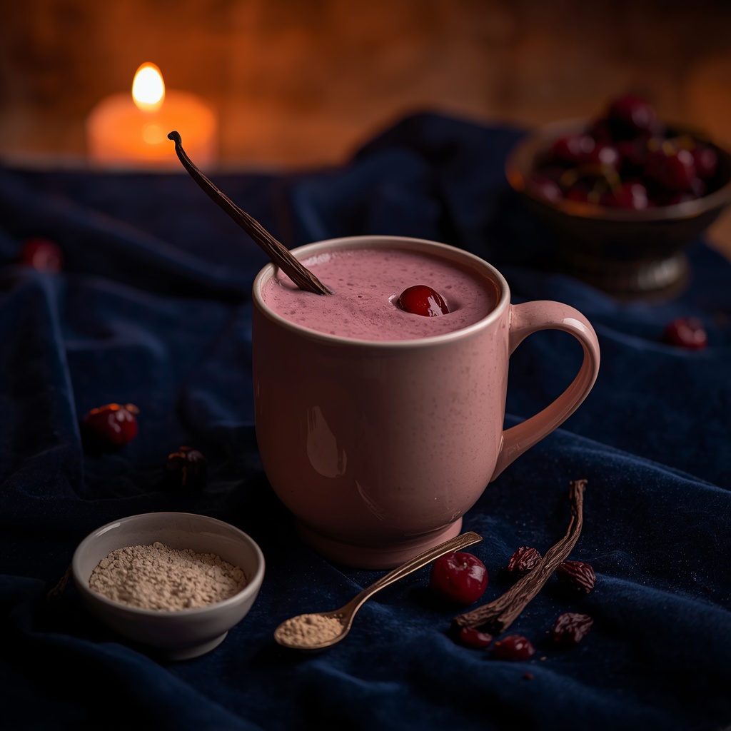 lucid origin hyper realistic moody editorial food photography of a warm creamy burgundy sleep 3