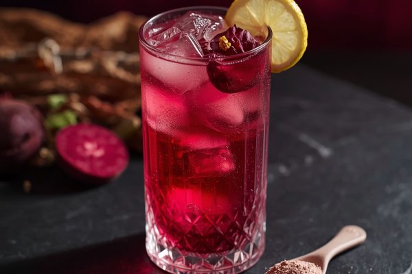 lucid origin hyper realistic close up editorial food photography of a deep ruby rose hibiscus 2