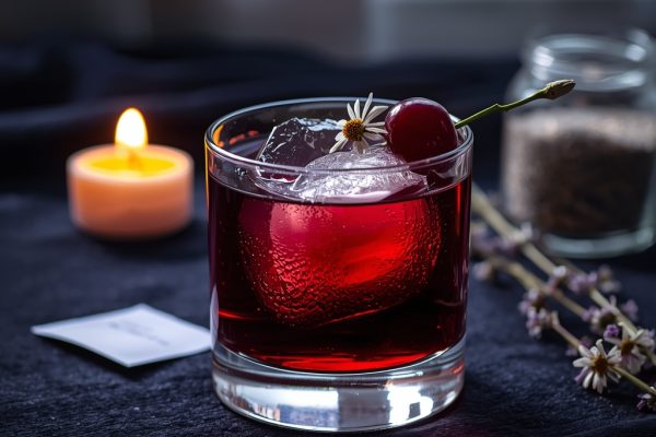 lucid origin hyper realistic close up editorial food photography of a stunning deep ruby viol 0