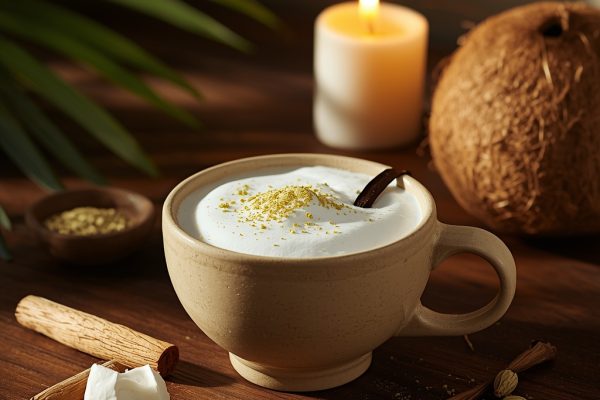 lucid origin hyper realistic editorial lifestyle food photography of a warm ivory kava dusk d 1