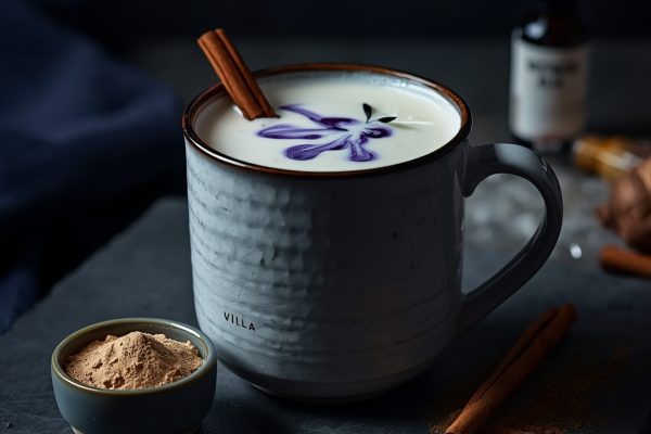 lucid origin hyper realistic moody editorial food photography of a creamy ivory blue spatial 3
