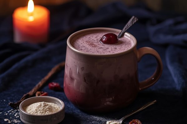 lucid origin hyper realistic moody editorial food photography of a warm creamy burgundy sleep 2
